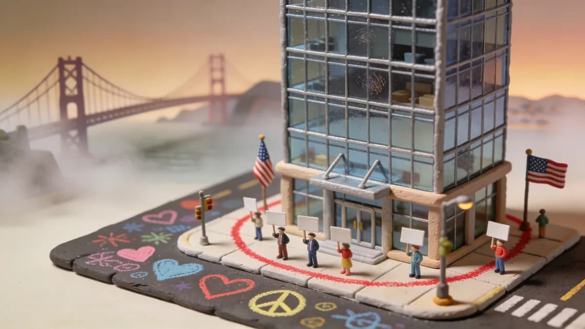 Меловые войны в Сан-Франциско: протесты у штаб-квартир OpenAI и Anthropic
